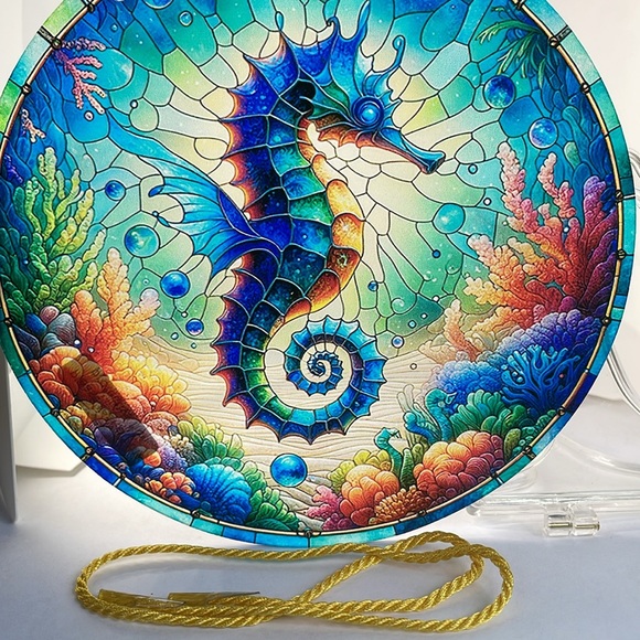 Seahorse Suncatcher Acrylic Decorative Faux Glass  Window Garden Wall Decor New - Picture 2 of 3